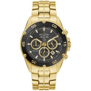 Bulova Men's Marine Star Gold Chronograph Stainless Steel Watch, Black Dial - 1 of 4