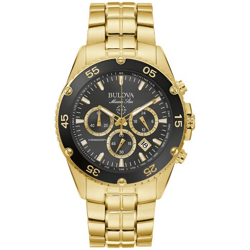 Bulova Men's Marine Star Gold Chronograph Stainless Steel Watch, Black Dial - image 1 of 4