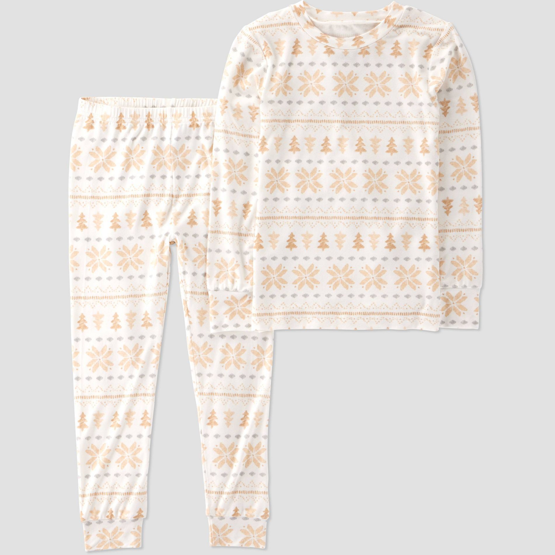 Carter's Just One You® Toddler 2pc Fairisle Short Sleeve Comfy Soft Snug Fit Pajama Set - Beige 4T