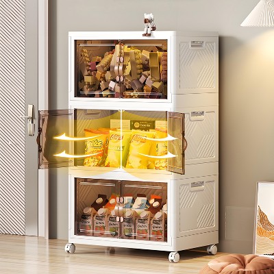 Musment Storage Bins with Lids, Foldable Plastic Storage Container with Door, Stackable Collapsible Storage Bins for Closet Organizers and Storage