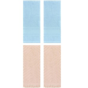 REGALWOVEN 4 Pcs Bathroom Cotton Soft and Absorbent Geometric Hand Towel 13" x 29" - 1 of 4