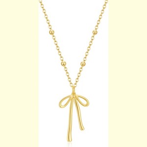 Dainty Bow Necklace for Women, 14K Gold Plated Choker Christmas Stocking Stuffer Gift - 1 of 4