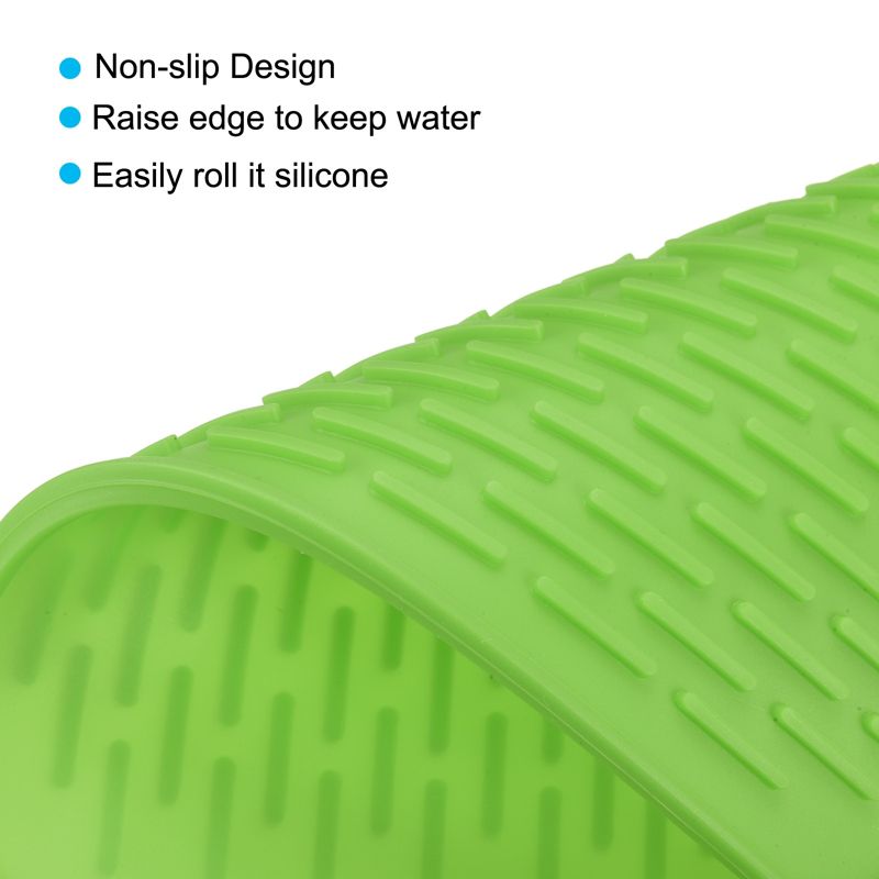 Unique Bargains Silicone Dish Drying Mat Under Sink Drain Pad Heat Resistant Non-Slipping Suitable for Kitchen, 3 of 6