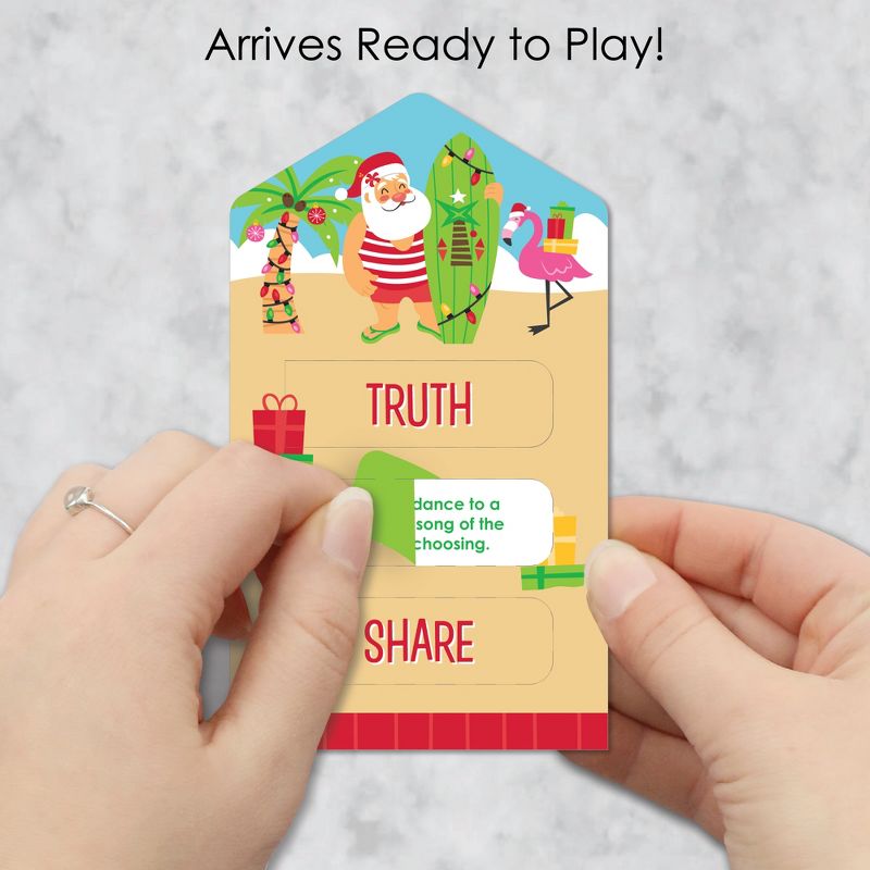 Big Dot of Happiness Tropical Christmas - Beach Santa Holiday Party Game Pickle Cards - Truth, Dare, Share Pull Tabs - Set of 12, 2 of 6