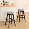 Beautyolove 26 in. Brown Backless Wood Counter Height Swivel Bar Stool with Padded Fabric Seat (Set of 2) - 3 of 4