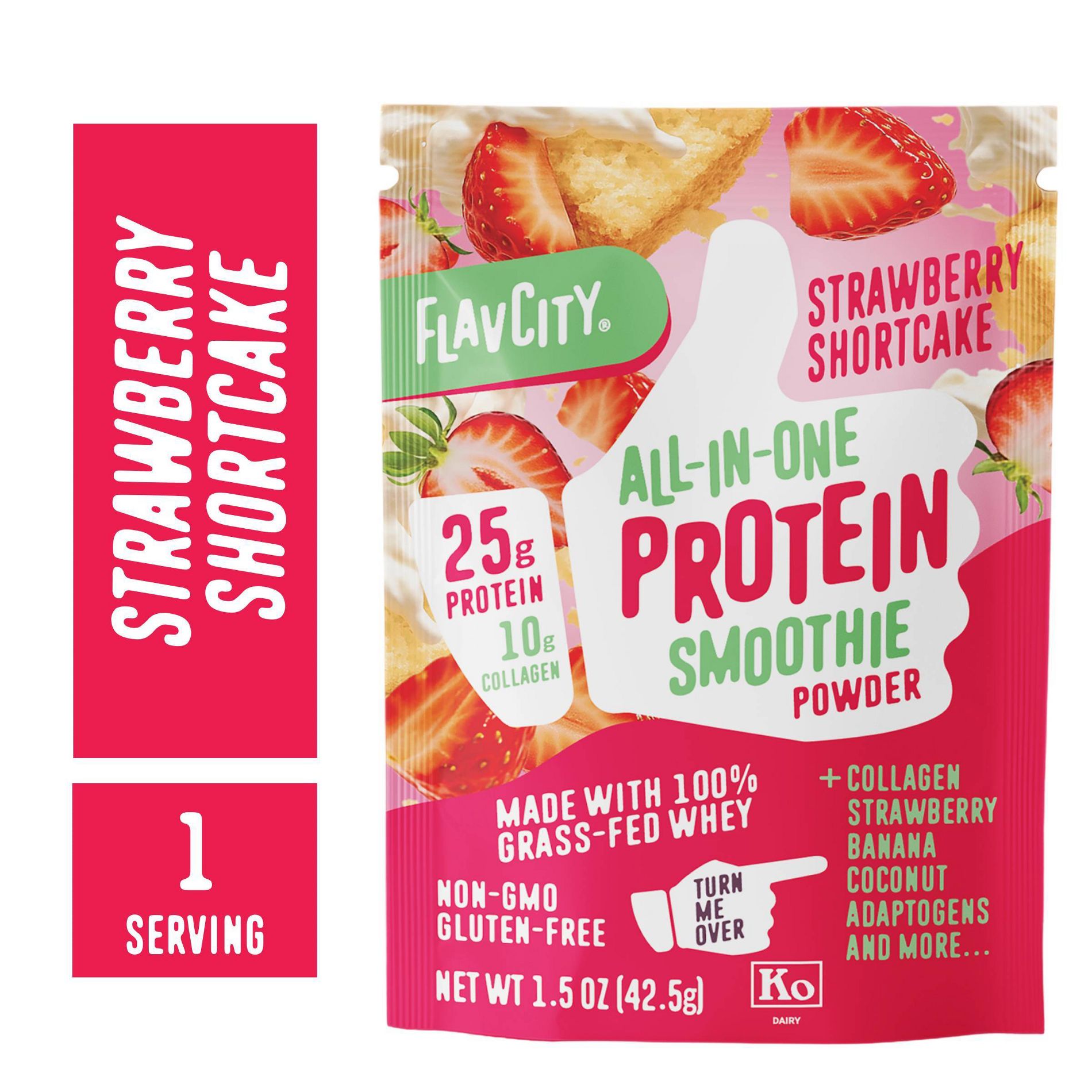 FlavCity Single Serve Protein Smoothie Powder - Strawberry Shortcake - 42.5gms