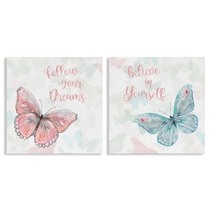 Stupell Industries Believe In Dreams Butterflies 2pc Canvas Art Set - 1 of 4