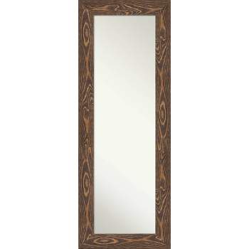 20" x 54" Non-Beveled Bridge Brown Wood on The Door Mirror - Amanti Art