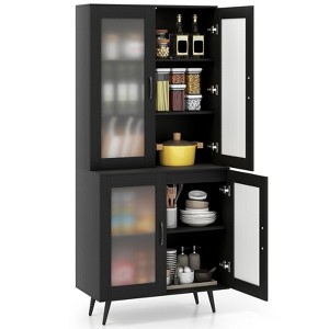 Tangkula Kitchen Pantry Cabinet 70.5" Tall Cupboard w/ 4 Translucent Doors Freestanding Sideboard - 1 of 4