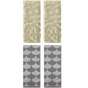 REGALWOVEN 4 Pcs Bathroom Hand Face Gym Spa Cotton Geometric Absorbent Soft Decorative Hand Towel - 1 of 4