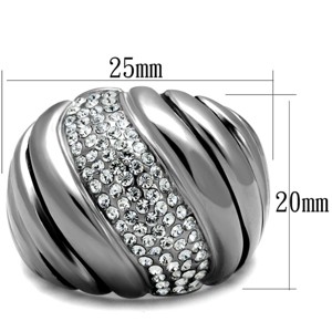 Slickblue Women’s Pave Design Ring – Polished Stainless Steel with Clear Synthetic Crystal, size 5-10 - 1 of 4