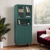 VANIRROR Tall Storage Bookcase with Tempered Glass Doors, Adjustable Shelves, Accent Cabinet For Living Room or Bedroom Storage Cabinet - 2 of 3