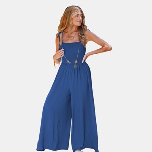Women's Chic Smocked Bodice Wide Leg Jumpsuit - Cupshe - 1 of 4
