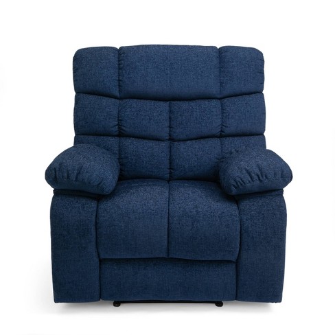 Blackshear Contemporary Pillow Tufted Massage Recliner Navy Blue