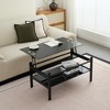 KWPZQEB Lift Top Coffee Table, Modern Simple 2-Layer Coffee Table with Tempered Glass Desktop, Center Table for Living Room, Apartment, Black - 3 of 4
