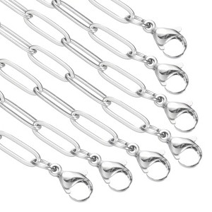 Unique Bargains Thin Flat  Stainless Steel Charm Snake Chain Necklaces 10 Pcs - 1 of 4
