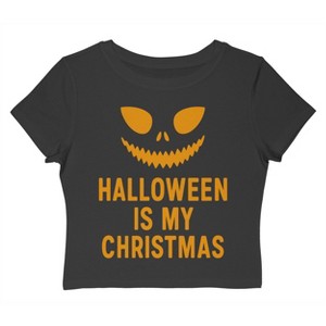 Rerun Island Women Halloween Is My Christmas Grin Short Sleeve Graphic Cotton Baby Tee - 1 of 4
