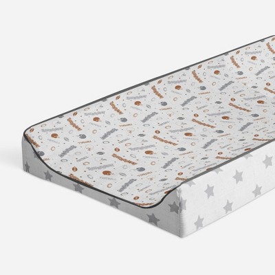 Bacati - Football Brown/Gray Muslin Changing Pad Cover