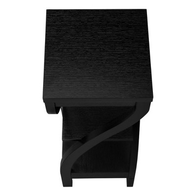 Black Square Wood 3-Tier Accent Table with Curved Legs