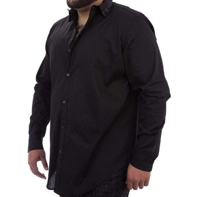 MVP Collections Men's Big and Tall Spike Collar Button-Down Shirt - Black