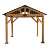 Modern Carport Pavilion Gazebo, All Weather Brotected Steel Roof, Patio Gazebo with Hard Top Steel Metal Roof and Wooden Frame-Coolbibila - 3 of 4