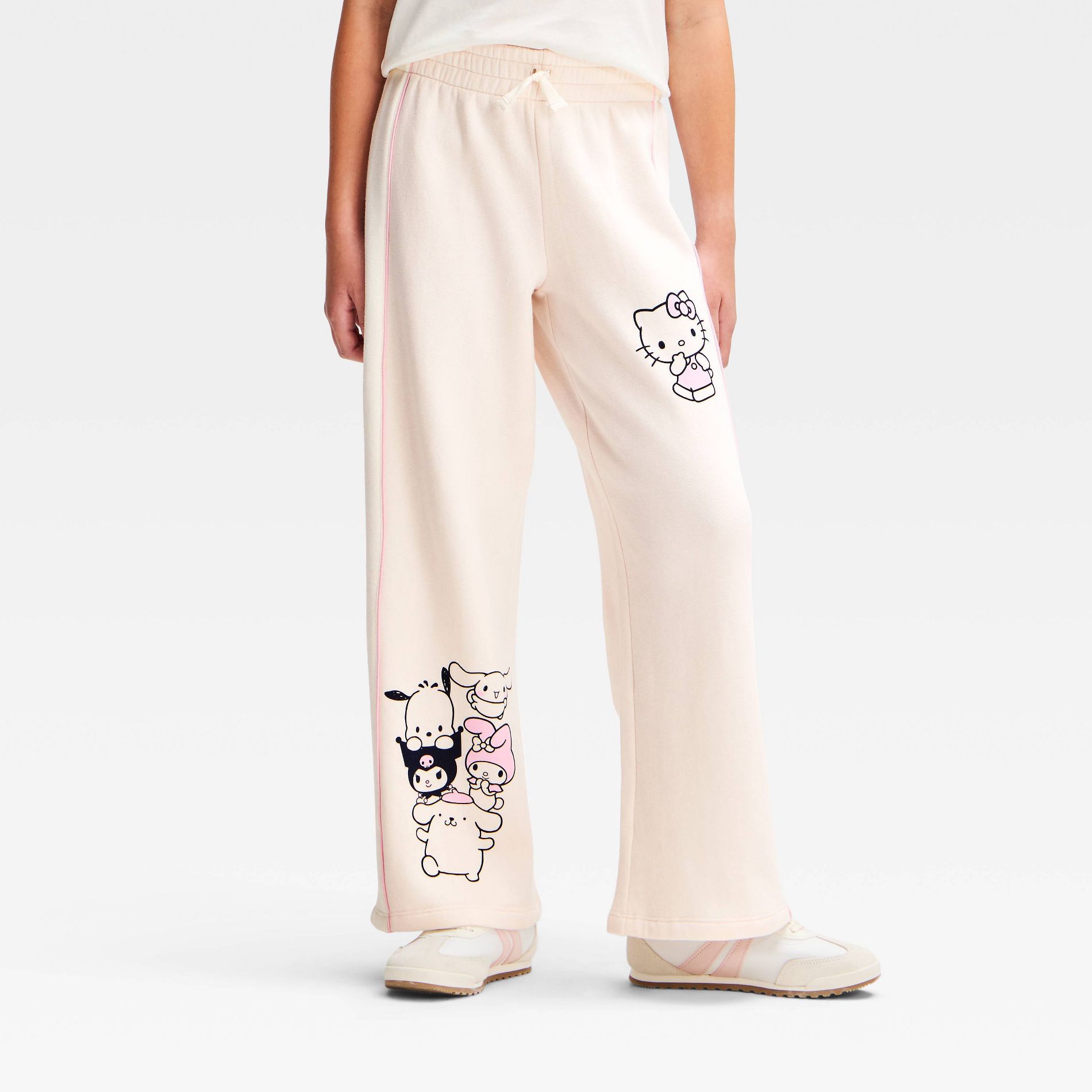 Girls' Hello Kitty and Friends Fleece Wide Leg Pants - Cream