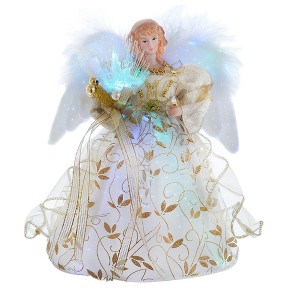 Kurt Adler 12-Inch Battery-Operated Fiber Optic Gold Angel Tree Topper with Color Changing LED Lights - 1 of 4