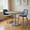 HomeRoots 60" Gray and Silver Marble and Aluminum Pedestal Base Round Top Dining Table - 2 of 4