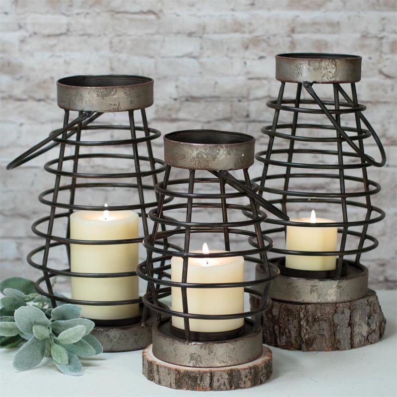 Rustic Cage Wire Metal Pillar Candle Holder - Foreside Home & Garden, 3 of 5