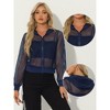 INSPIRE CHIC Women's Zip Up Long Sleeve Mesh Sheer Hoodie Bomber Jackets - 2 of 4