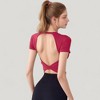 Anna-Kaci Active Women's Short Sleeve Open Back Crop Top with Twist Detail and Fitted Silhouette - 3 of 4