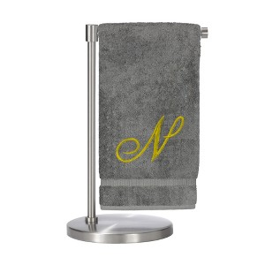 BC BARE COTTON Monogrammed Bath Towel, Personalized Gift, 27 x 54 inches - Set of 1 - Gray - Gold Script - 1 of 4
