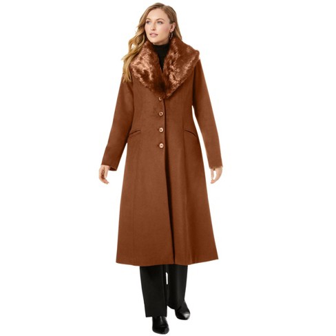 Roaman's Women's Plus Size Long Wool-Blend Coat