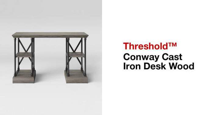 Conway Wood Writing Desk with Storage Gray - Threshold&#8482;, 2 of 8, play video