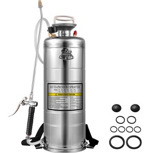 VEVOR 3.5Gal Stainless Steel Sprayer,l Set with 20\" Wand& Handle& 3FT Reinforced Hose, Hand Pump Sprayer with Pressure Gauge&Safety Valve, Silver - 1 of 4