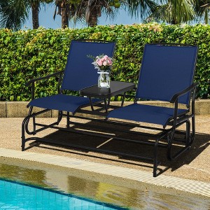 Costway 2 Person Outdoor Patio Double Glider Chair Loveseat Rocking Turquoise/Gray/Brown/Black/Navy/Wine - 1 of 4