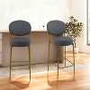 Lyngins Round Bar Stools Set of 2 with Curved Backrest,Anti-slip Kitchen Chairs with Metal Legs,Velvet Counter Stools for Kitchen Island - 2 of 4