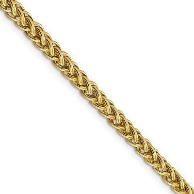 Black Bow Jewelry 4.6mm, 14k Yellow Gold Hollow Wheat Chain Necklace