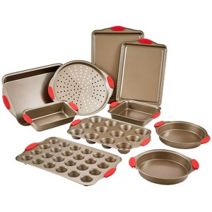 VEVOR Baking Pans Set, 10-Piece, Nonstick Carbon Steel Cookware Sheets & Trays, Stackable Kitchen Oven Bakeware Cooking Sets, Gold - 1 of 4
