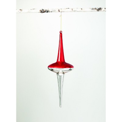 Sullivans Finial Drop Glass Ornament 18"H Red & Silver