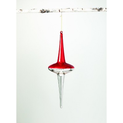 Sullivans Finial Drop Glass Ornament 18"H Red & Silver