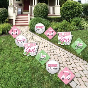 Big Dot of Happiness Golf Girl - Lawn Decorations - Outdoor Pink Birthday Party or Baby Shower Yard Decorations - 10 Piece - 1 of 4