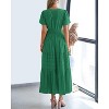 Women's 2025 Summer Casual Midi & Maxi Dress - Lightweight V-Neck Boho Beach Dress with Elastic Waist & Pockets Dark Green - 3 of 4