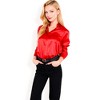 Anna-Kaci Women's Satin Button-Up Blouse with Collared Neck and Long Sleeves - 3 of 4