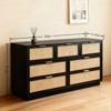 Rattan 7 Drawer Dresser, 55in Wide 7 Chest of Drawers with Metal Handles and Wooden Sturdy Base for Bedroom Living Room Nursery - 2 of 4