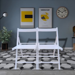 FONTOI Chair Set of 2, Portable Slatted Chairs Set of 2 with Curved Backs, 2-Piece Folding Chairs for Party Kitchen, White, 17.32"*31.1"*19" - 1 of 4