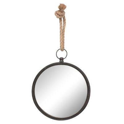 Small Round Metal Wall Mirror with Rope Hanging Loop - Stonebriar Collection
