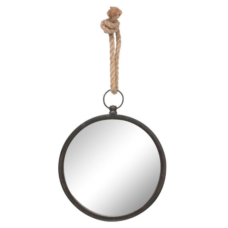 Small Round Metal Wall Mirror with Rope Hanging Loop - Stonebriar Collection, 1 of 7