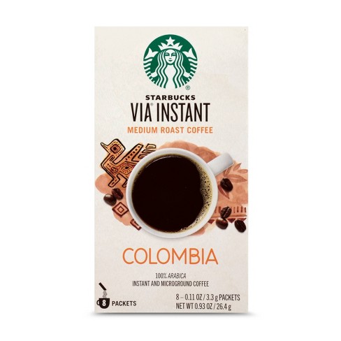 Starbucks Via Instant Coffee Medium Roast Packets — Colombia — 1 Box (8  Packets) : Target