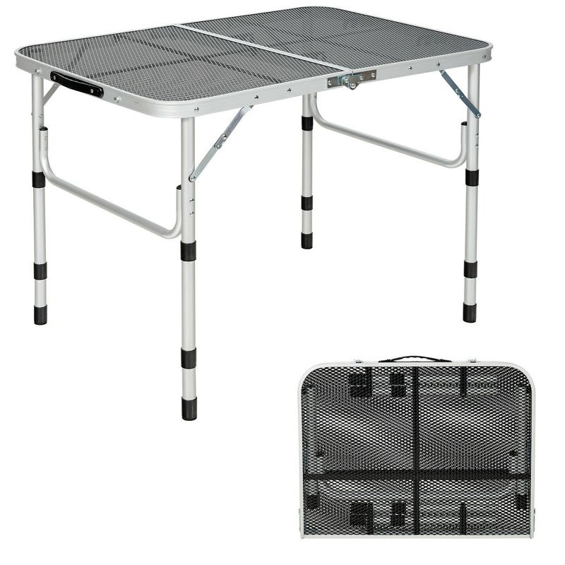 Costway Folding Grill Table for Camping Lightweight Aluminum Metal Grill Stand Table, 1 of 11